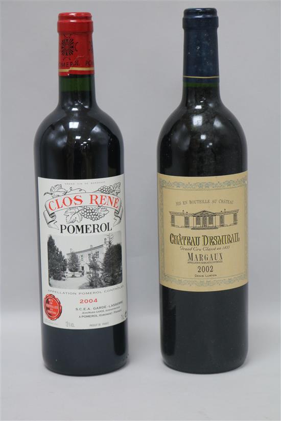 Seven bottles of Chateau De Smirail-Margauv 2002, and two bottles of Clos Rene Pomerol 2004